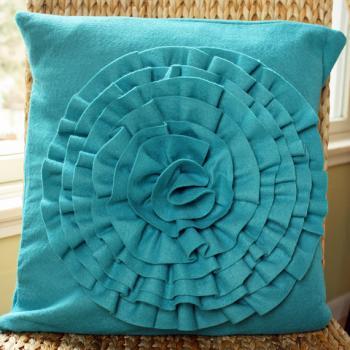 Turquoise Flower Pillow